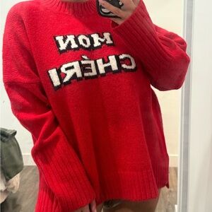 Red Sweater with Mon Cheri Design